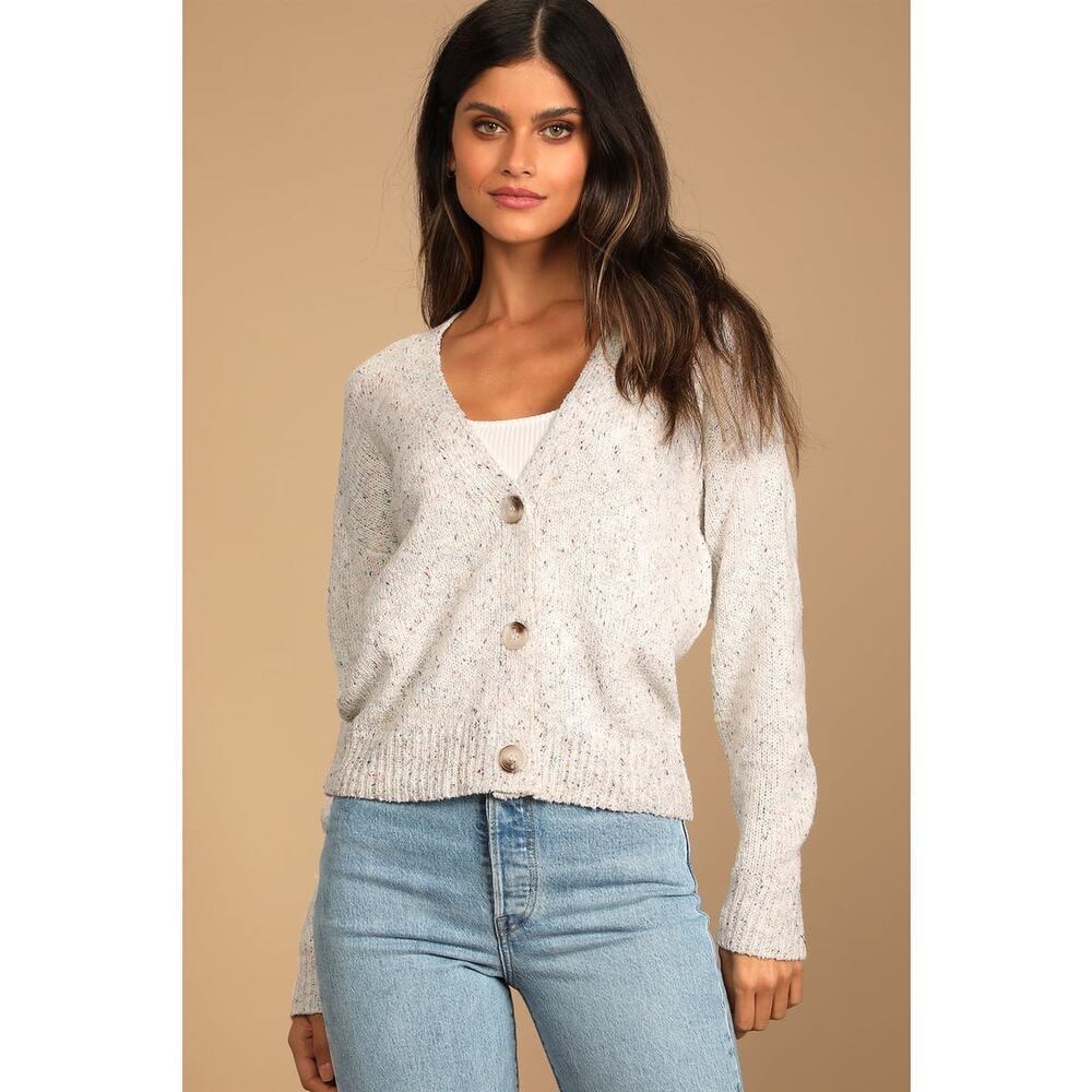 Lulus Happy Thoughts Multiknit Button Front Cardigan Sweater Size XS
